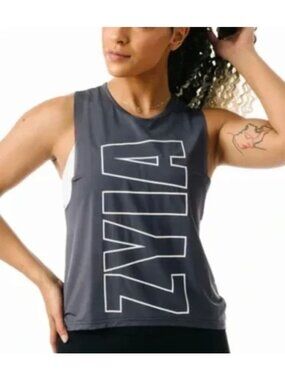 ZYIA active gray logo muscle tank size M